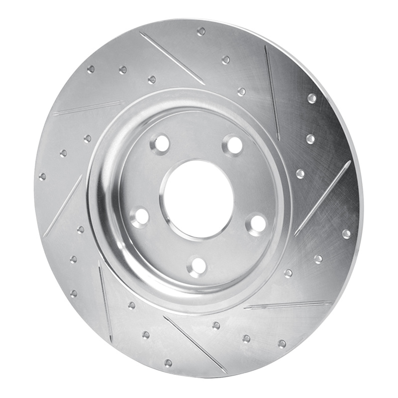 Chrysler Town & Country Brake Rotor (1) - Rear Left - R1 Concepts - Drilled & Slotted - Silver - `12-`20
